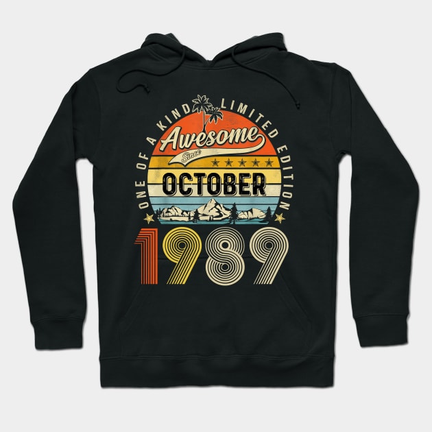 Awesome Since October 1989 Vintage 34th Birthday Hoodie by louismcfarland